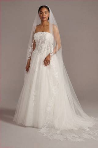 View Melissa Sweet Etched Floral Cathedral Veil in all available color and sizes Picture of Etched Floral Cathedral Veil